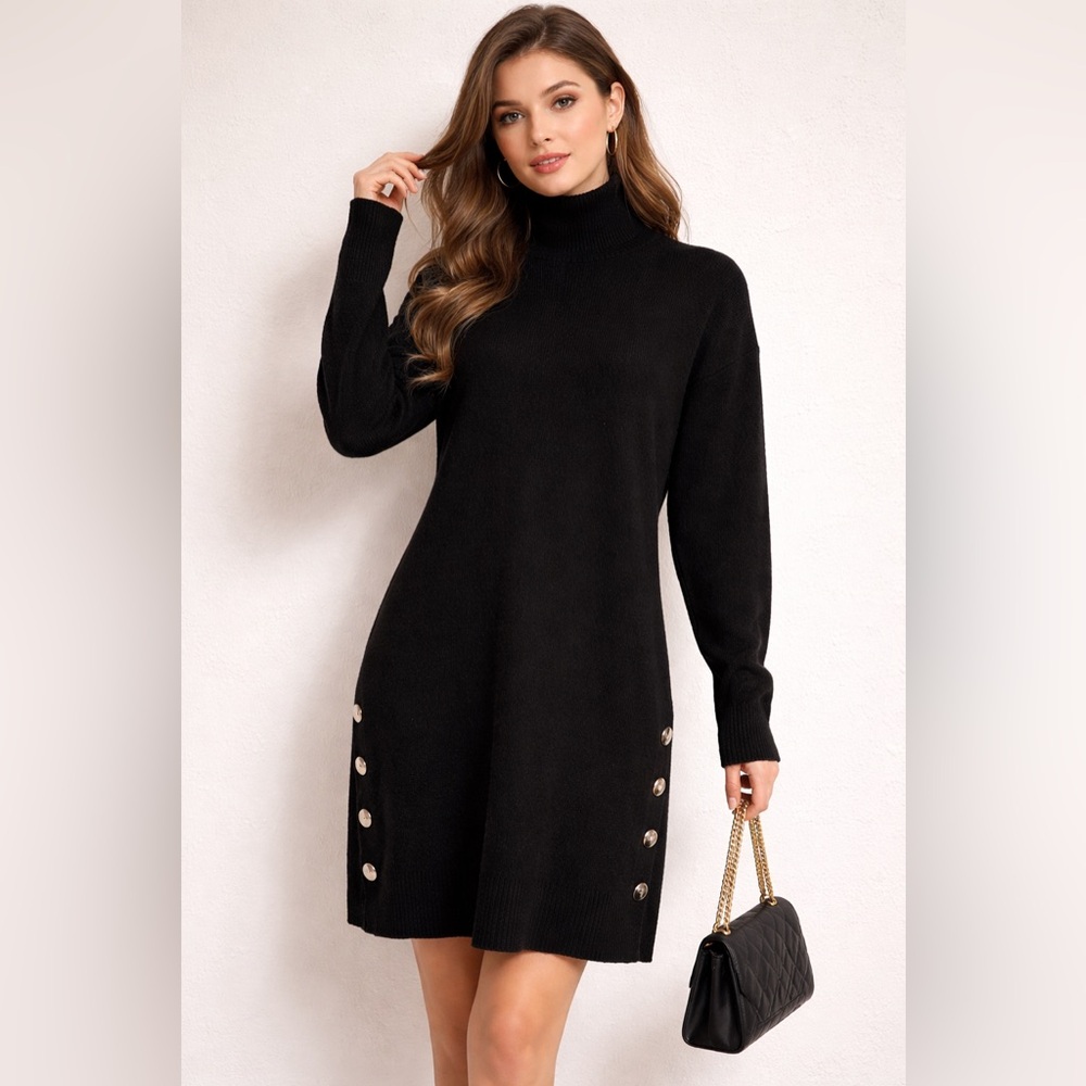 Banana Republic Black Turtleneck‎ Sweater Dress - Picture 2 of 7